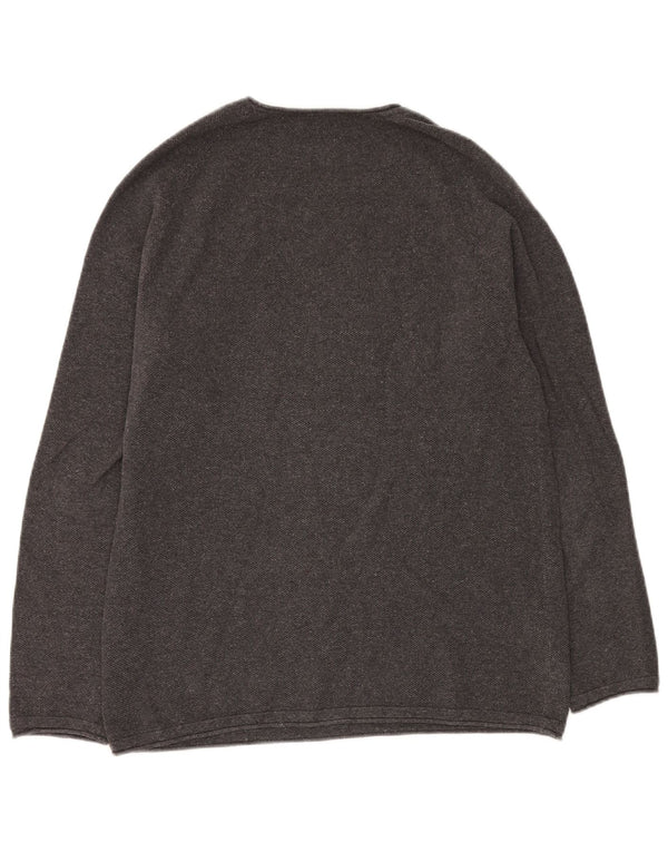 JACK & JONES Ανδρικό πουλόβερ με λαιμόκοψη XL Γκρι βαμβακερό