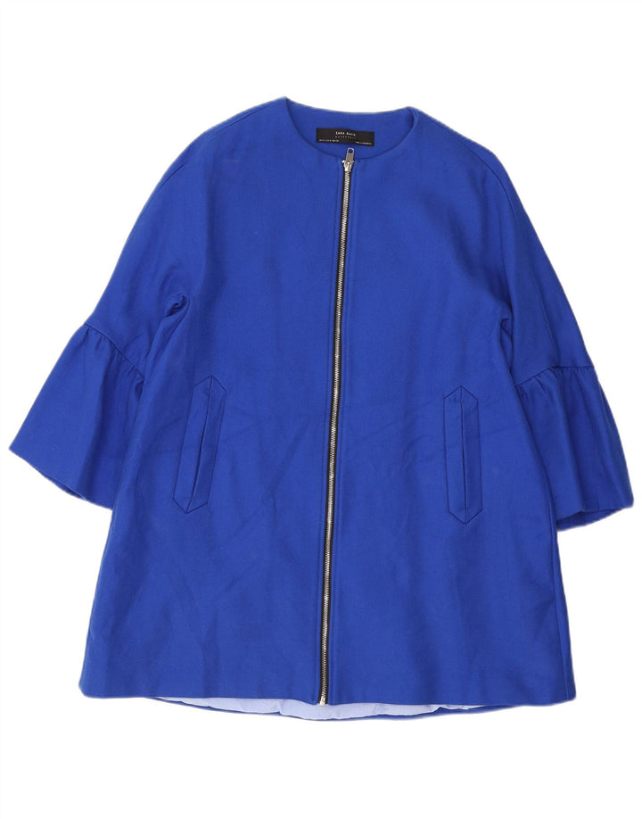 Zara Γυναικείο Πανωφόρι UK 14 Medium Blue Cotton