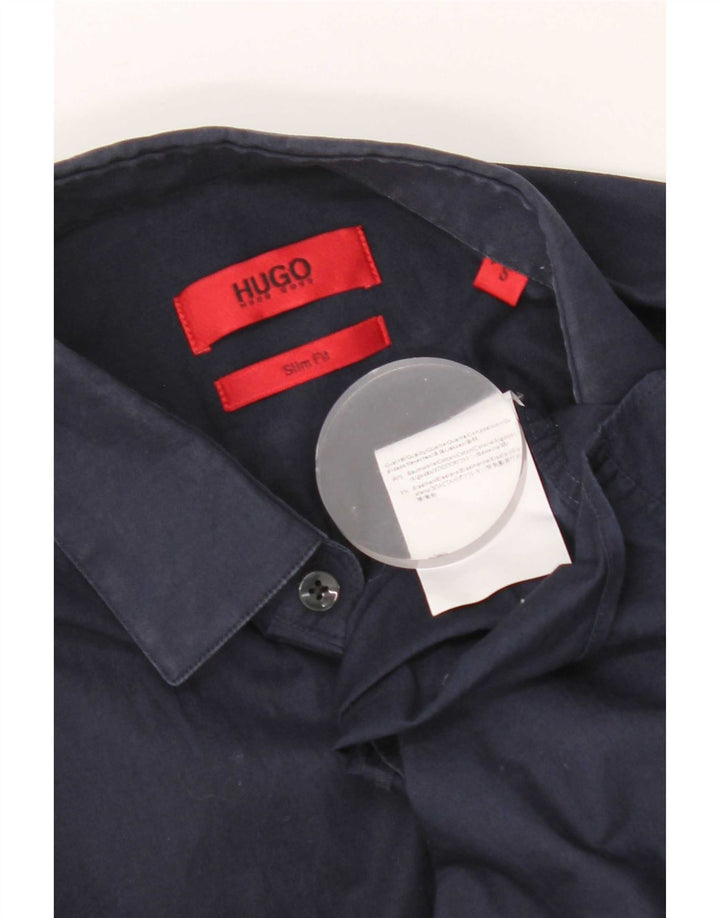 Ανδρικό πουκάμισο Hugo Boss Slim Fit Μικρό μπλε ναυτικό βαμβακερό