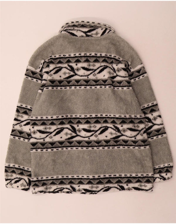 Vintage Mens Fleece Jacket UK 38 Medium Grey Fair Isle