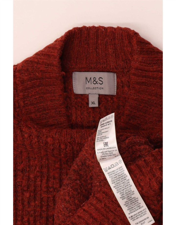Marks & Spencer Ανδρικό πουλόβερ με λαιμόκοψη XL κόκκινο ακρυλικό