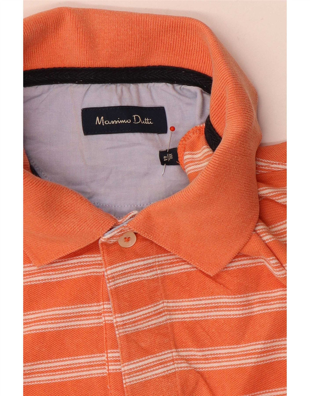 Ανδρικό μπλουζάκι πόλο Massimo Dutti 2XL πορτοκαλί ριγέ