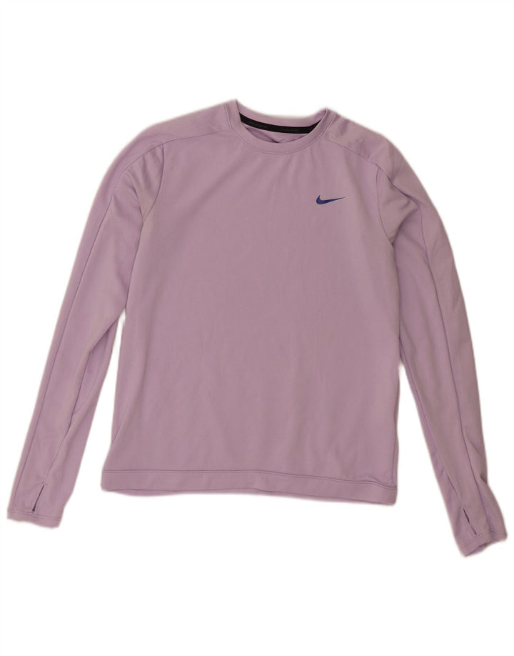 Γυναικείο Nike Dri Fit γραφικό μακρυμάνικο UK 10 Small Lilac Polyester