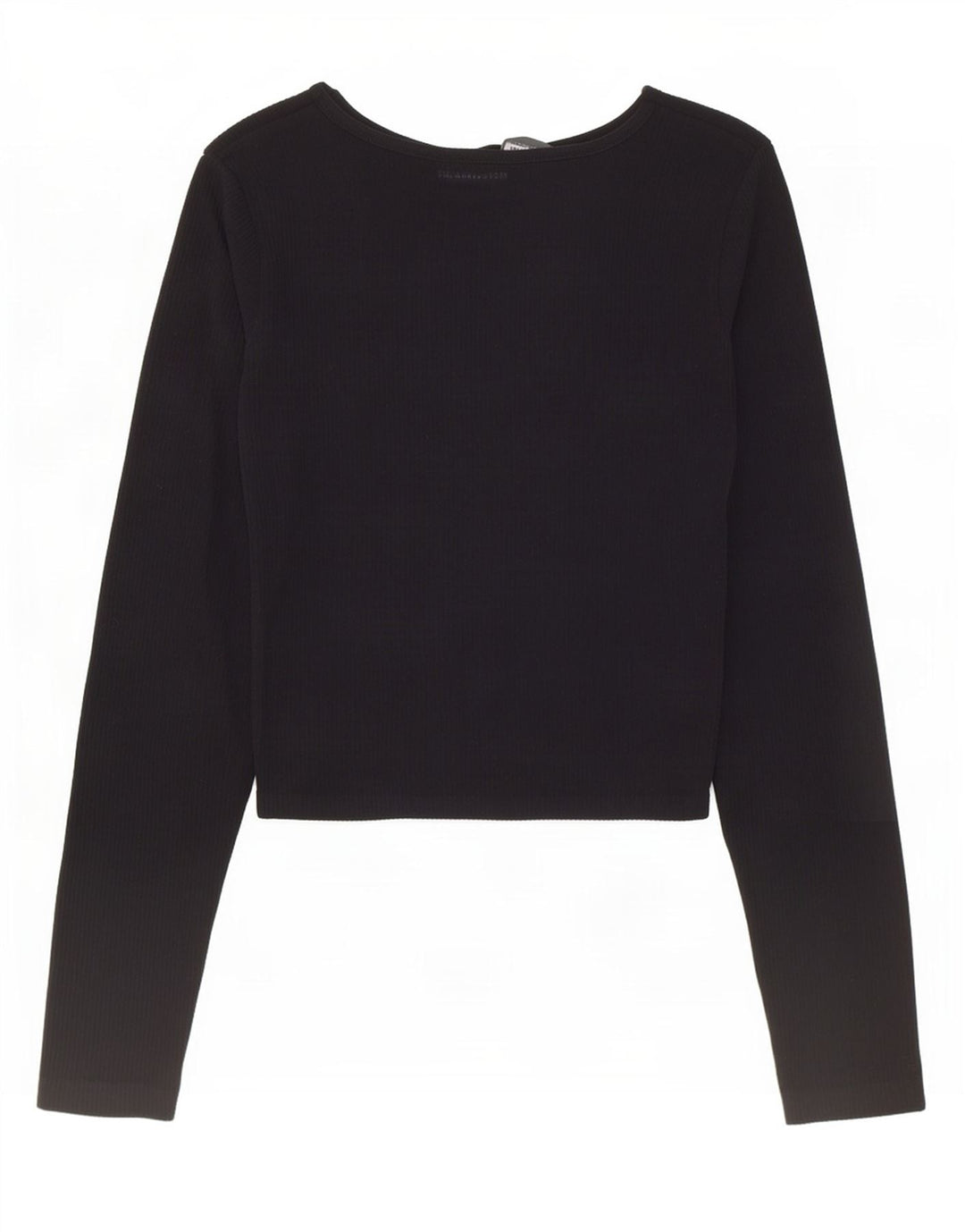 Zara Γυναικείο Crop Top Μακρυμάνικο UK 12 Medium Black Polyamide