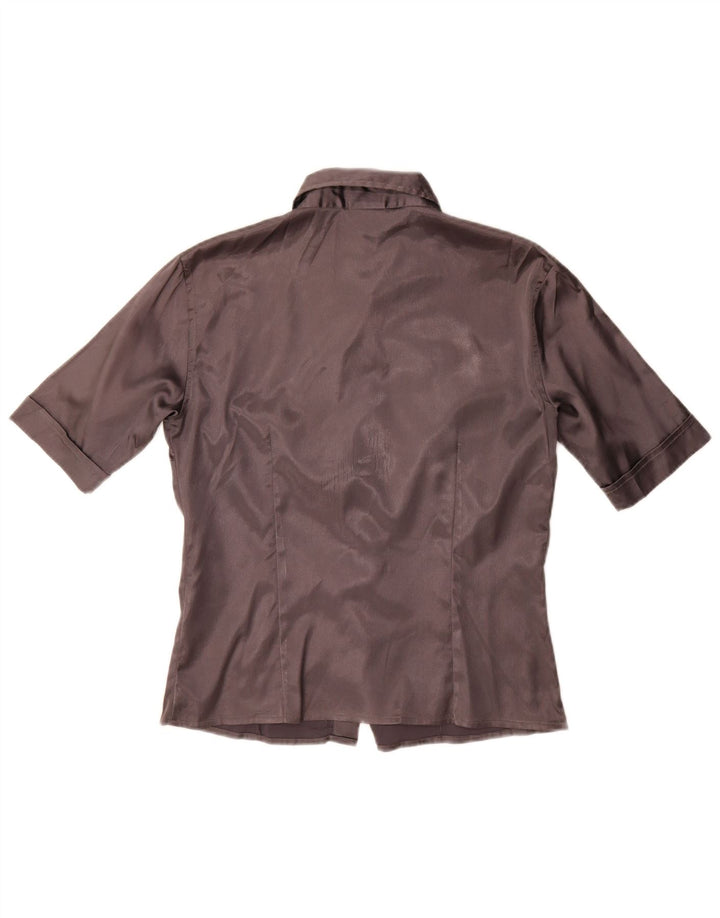 Stefanel Γυναικείο κοντομάνικο πουκάμισο UK 14 μεγάλο γκρι