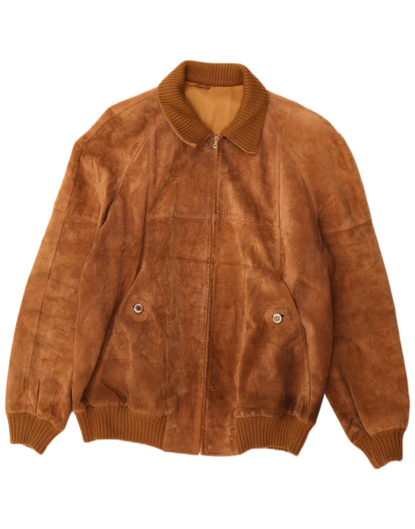 Vintage Ανδρικό Suede Bomber Jacket UK 42 XL Brown