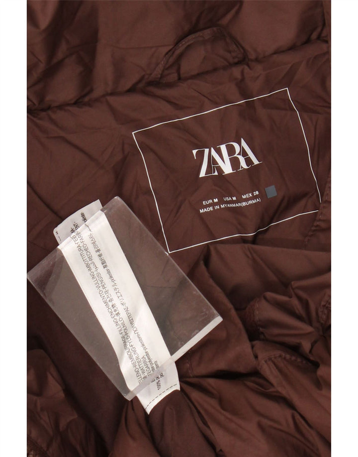 ZARA Γυναικείο μπουφάν με επένδυση μεγάλου μεγέθους Crop UK 14 Μεσαίο καφέ πολυεστέρας