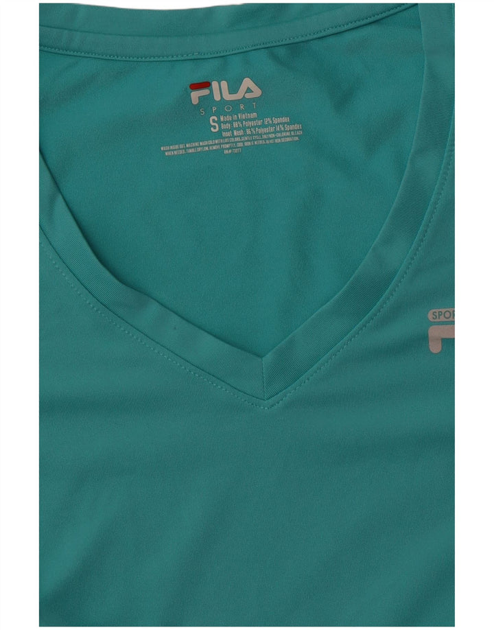 FILA Γυναικείο T-Shirt Top UK 8 Small Turquoise Polyester