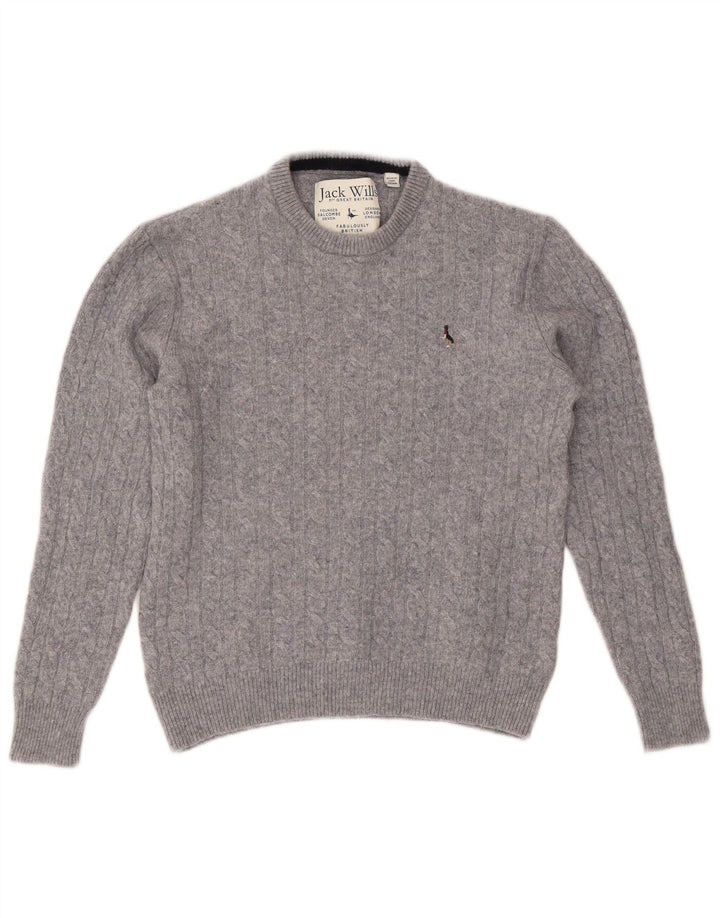 Jack Wills γυναικείο πουλόβερ με λαιμόκοψη UK 14 μεσαίου γκρι μαλλί