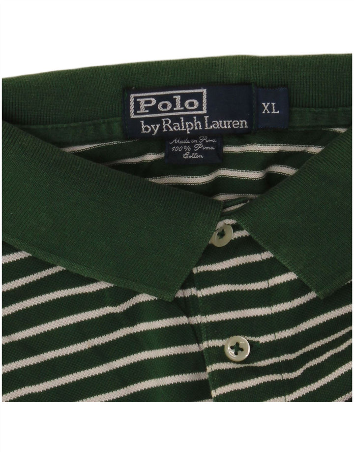 POLO RALPH LAUREN Ανδρικό πουκάμισο πόλο XL Πράσινο βαμβακερό ριγέ