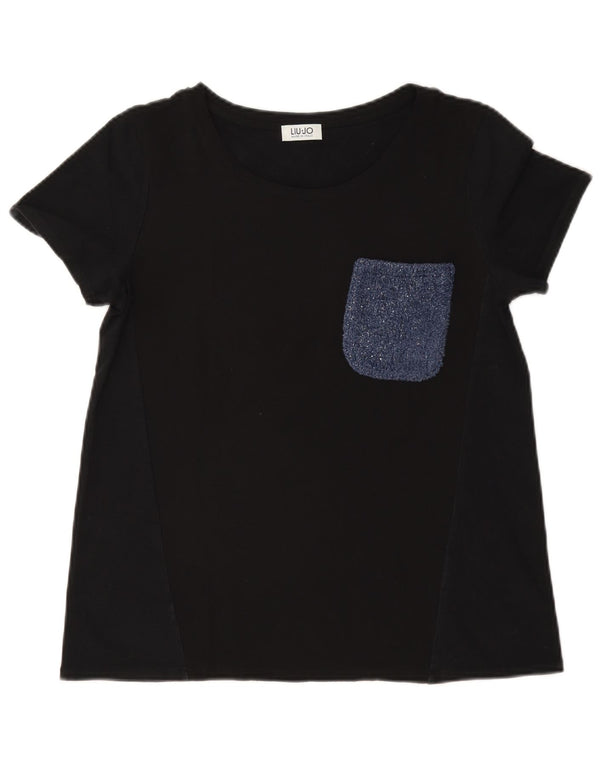 Liu Jo Γυναικείο T-Shirt Top UK 12 Medium Navy Blue Colourblock