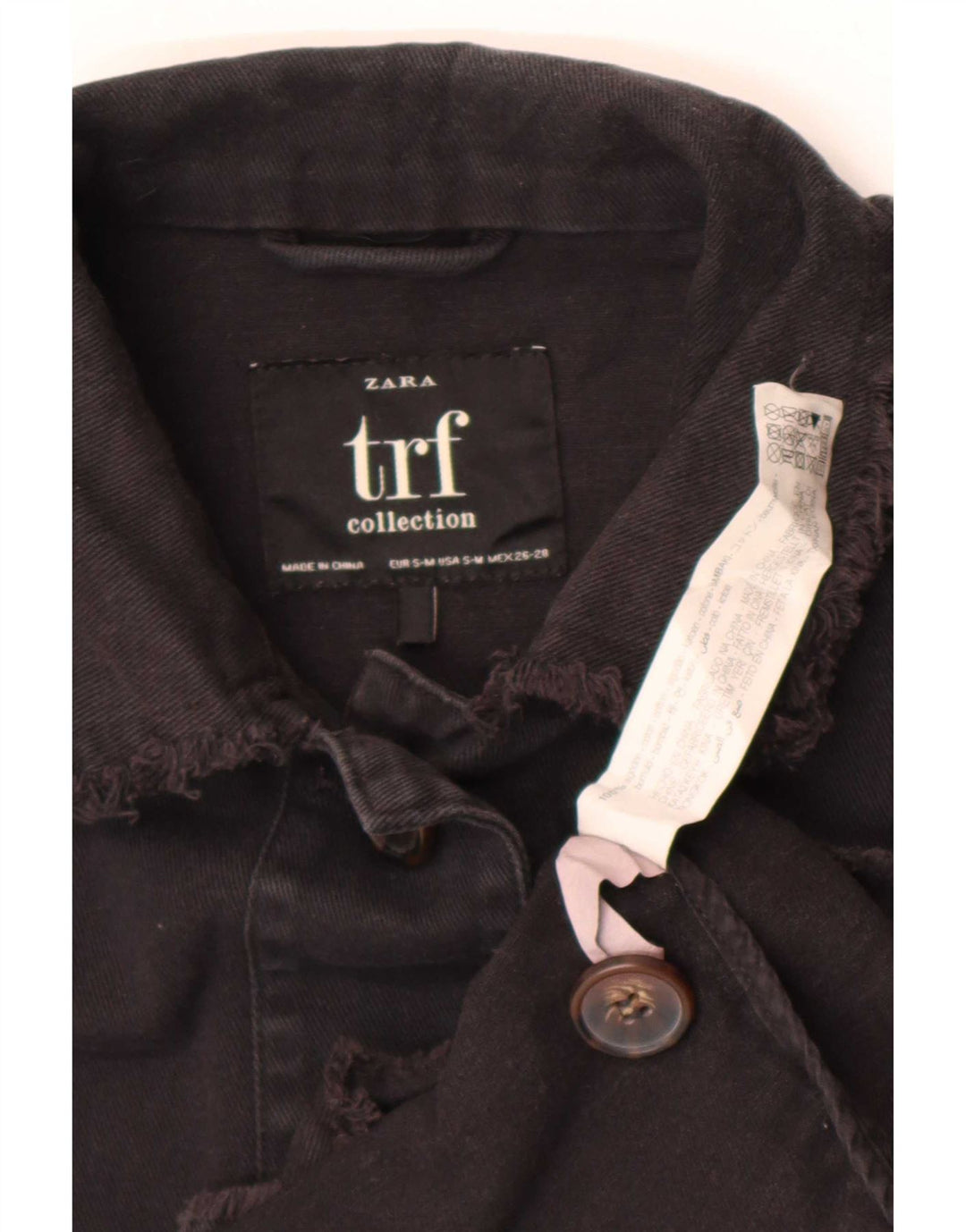 Zara Γυναικείο Τζιν Μπουφάν Trafaluc UK 10 Small Black Cotton