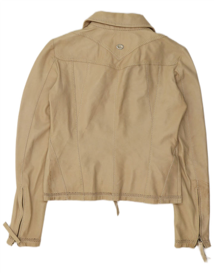 TRUSSARDI JEANS Γυναικείο Crop Δερμάτινο Μπουφάν IT 44 Medium Beige Leather