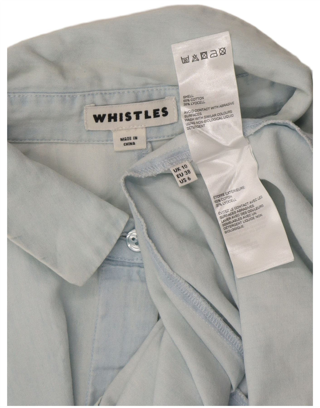 Whistles Γυναικείο πουλόβερ πουκάμισο φόρεμα UK 10 Small μπλε βαμβακερό