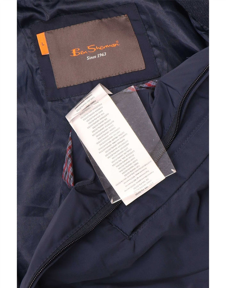 Ben Sherman Ανδρικό Bomber Jacket UK 40 Large Navy Blue Polyester