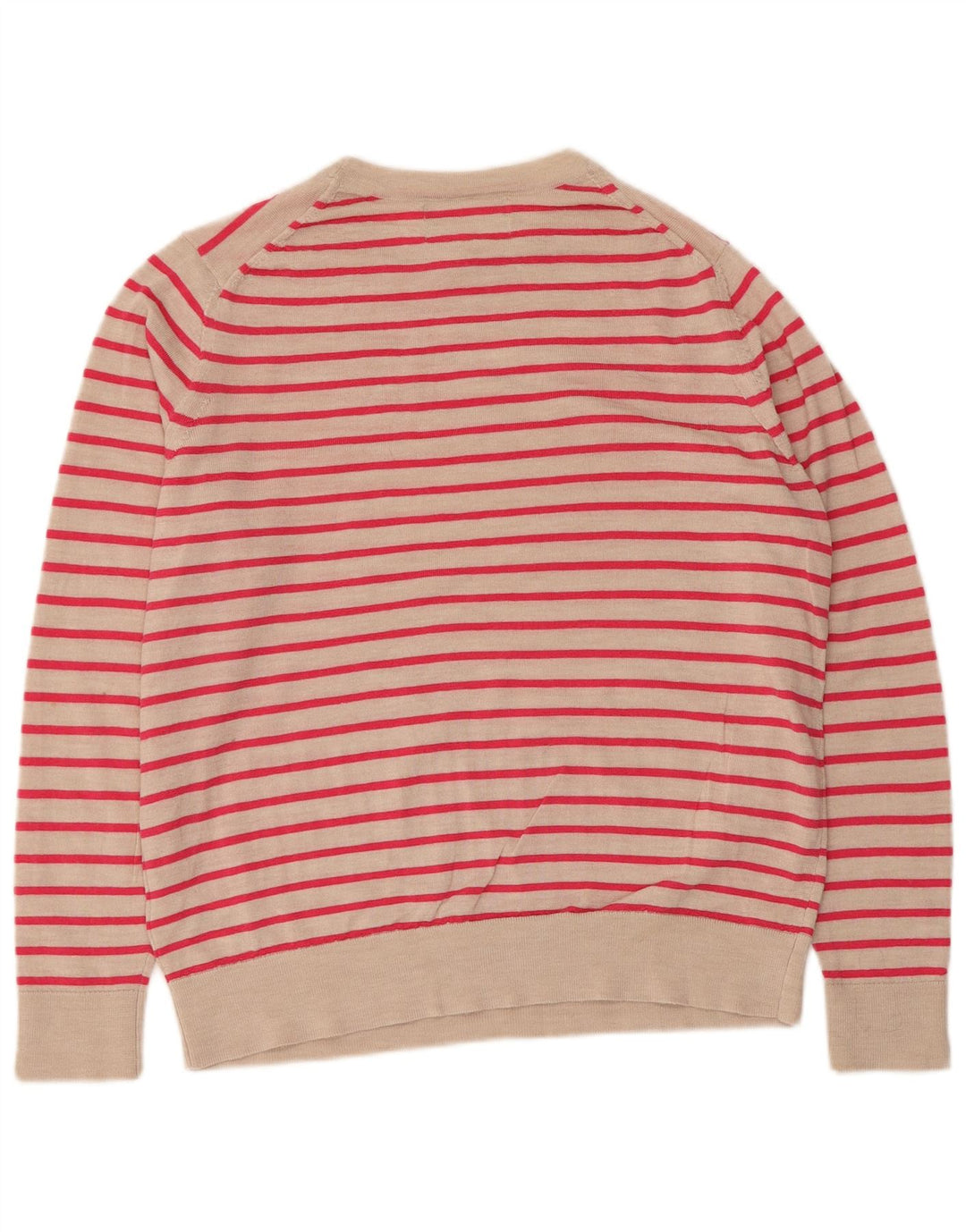 Marks & Spencer Γυναικείο πουλόβερ με λαιμόκοψη UK 14 Medium Beige ριγέ
