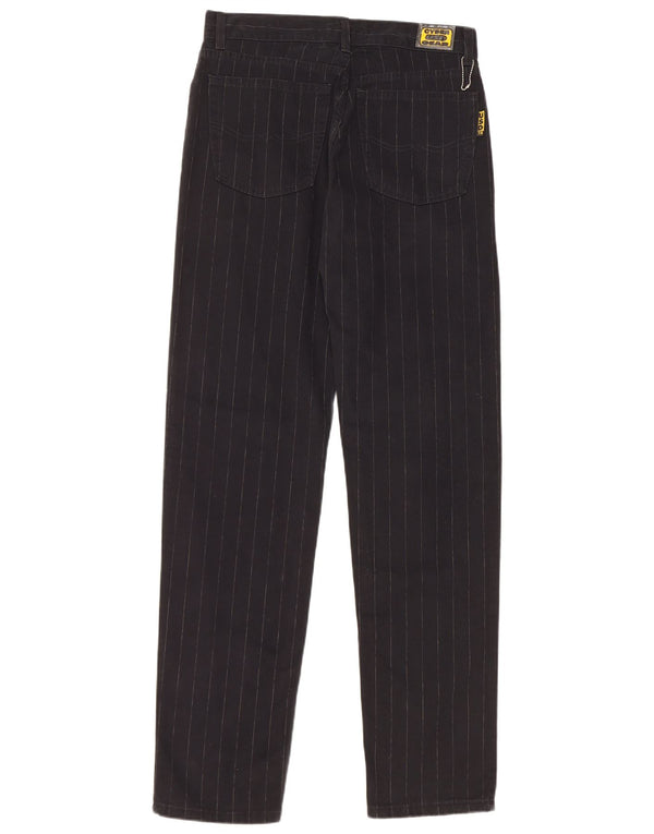 Vintage Ανδρικό κωνικό casual παντελόνι W33 L33 Μαύρο βαμβακερό ριγέ