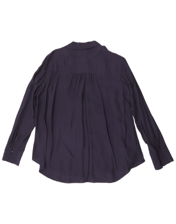 Massimo Dutti Γυναικείο παπιγιόν Μπλούζα EU 42 Large Navy Blue Viscose