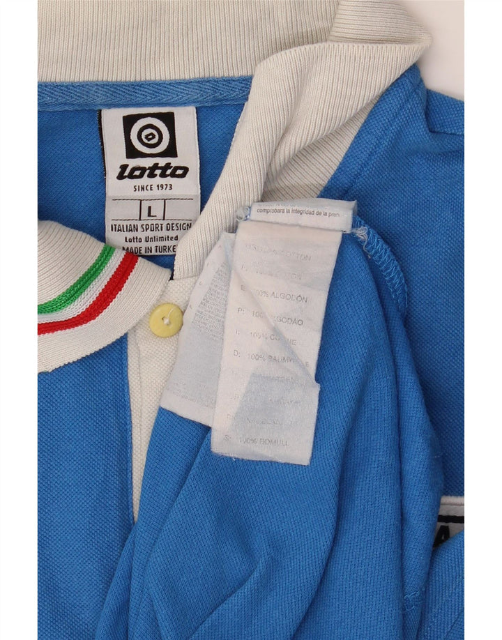 Γυναικείο LOTTO Italia Graphic Rugby Polo πουκάμισο UK 14 μεγάλο μπλε βαμβακερό