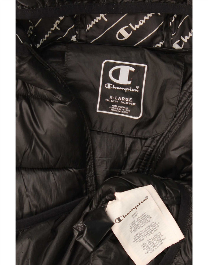 Champion Boys Hooded Jacket 13-14 Years XL Black Polyester