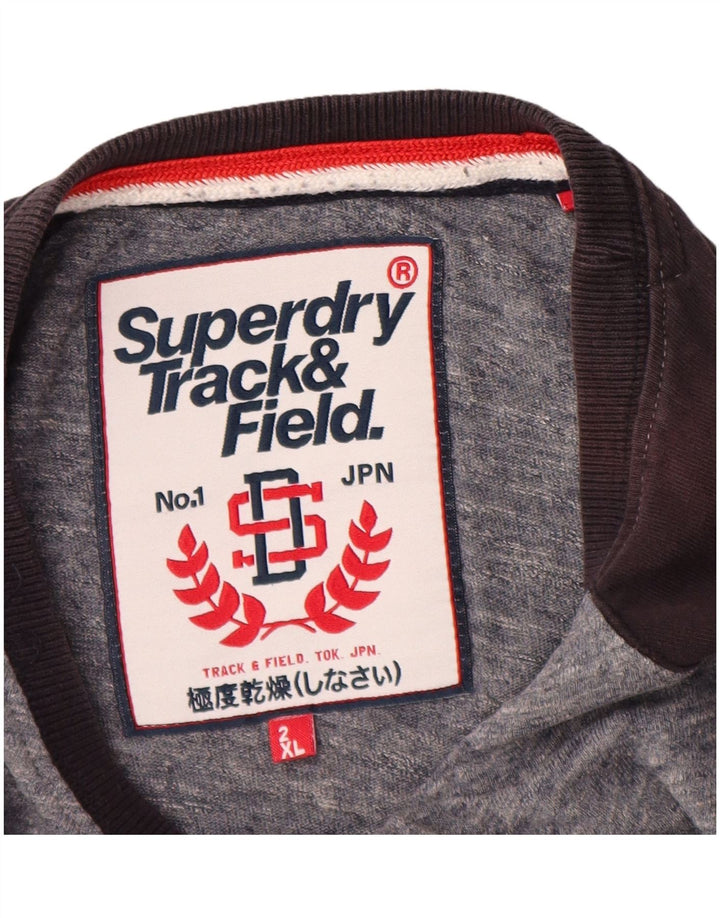 SUPERDRY Ανδρικό γραφικό μακρυμάνικο 2XL γκρι βαμβακερό μπλοκ