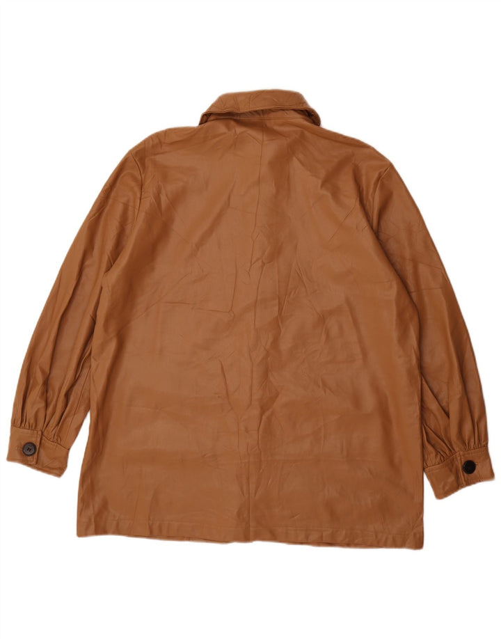 Zara γυναικείο πανωφόρι από συνθετικό δέρμα UK 10 Small Brown Πολυουρεθάνης