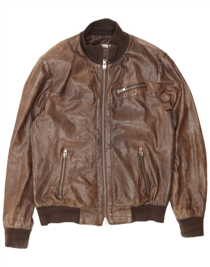 Zen Ανδρικό Δερμάτινο Μπουφάν UK 40 Large Brown Δερμάτινο