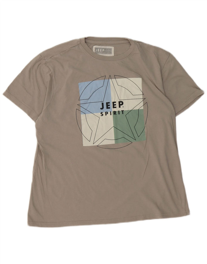Γυναικείο γραφικό T-Shirt JEEP Top UK 16 Large Grey Cotton