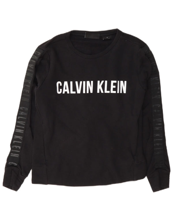 Γυναικείο γραφικό φούτερ Calvin Klein Jumper UK 10 Small Navy Blue Cotton