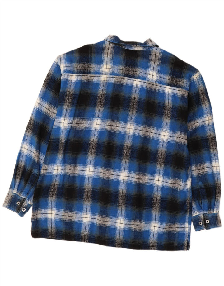 Ανδρικό φανελένιο πουκάμισο John Baner Μέγεθος 15 1/2 Medium Blue Check Cotton