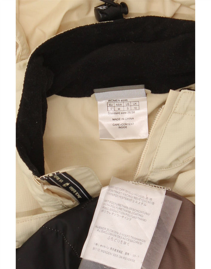 JACK WOLFSKIN Γυναικείο μπουφάν βροχής μεγάλου μεγέθους UK 10 Small Beige Colourblock