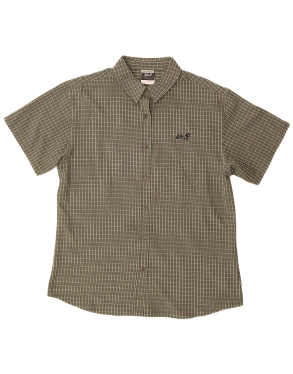 Γυναικείο κοντομάνικο μπλουζάκι JACK WOLFSKIN UK 18 XL Χακί Check Polyester