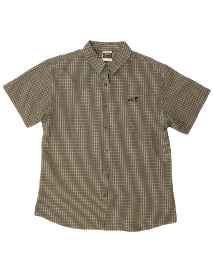 Γυναικείο κοντομάνικο μπλουζάκι JACK WOLFSKIN UK 18 XL Χακί Check Polyester