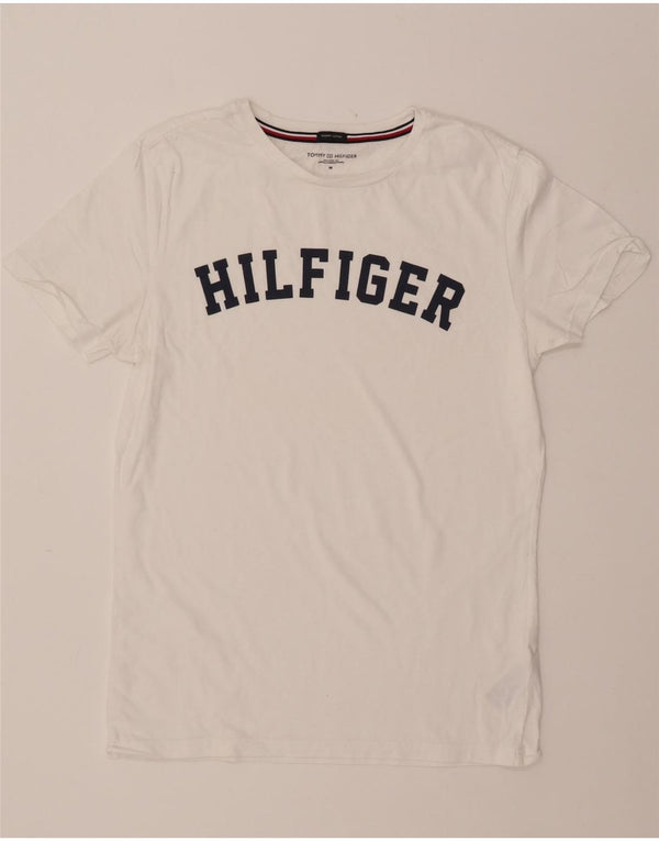 Γυναικείο γραφικό μπλουζάκι TOMMY HILFIGER Top UK 14 μεσαίο λευκό βαμβακερό