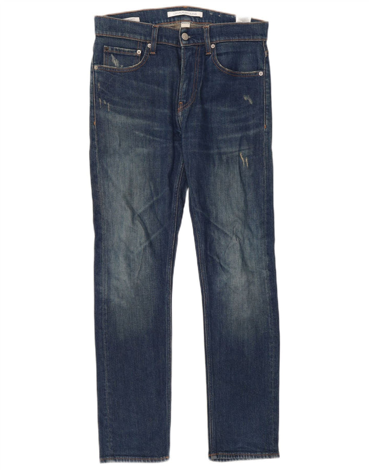 Calvin Klein Womens Distressed Slim Jeans W28 L30 Blue Cotton