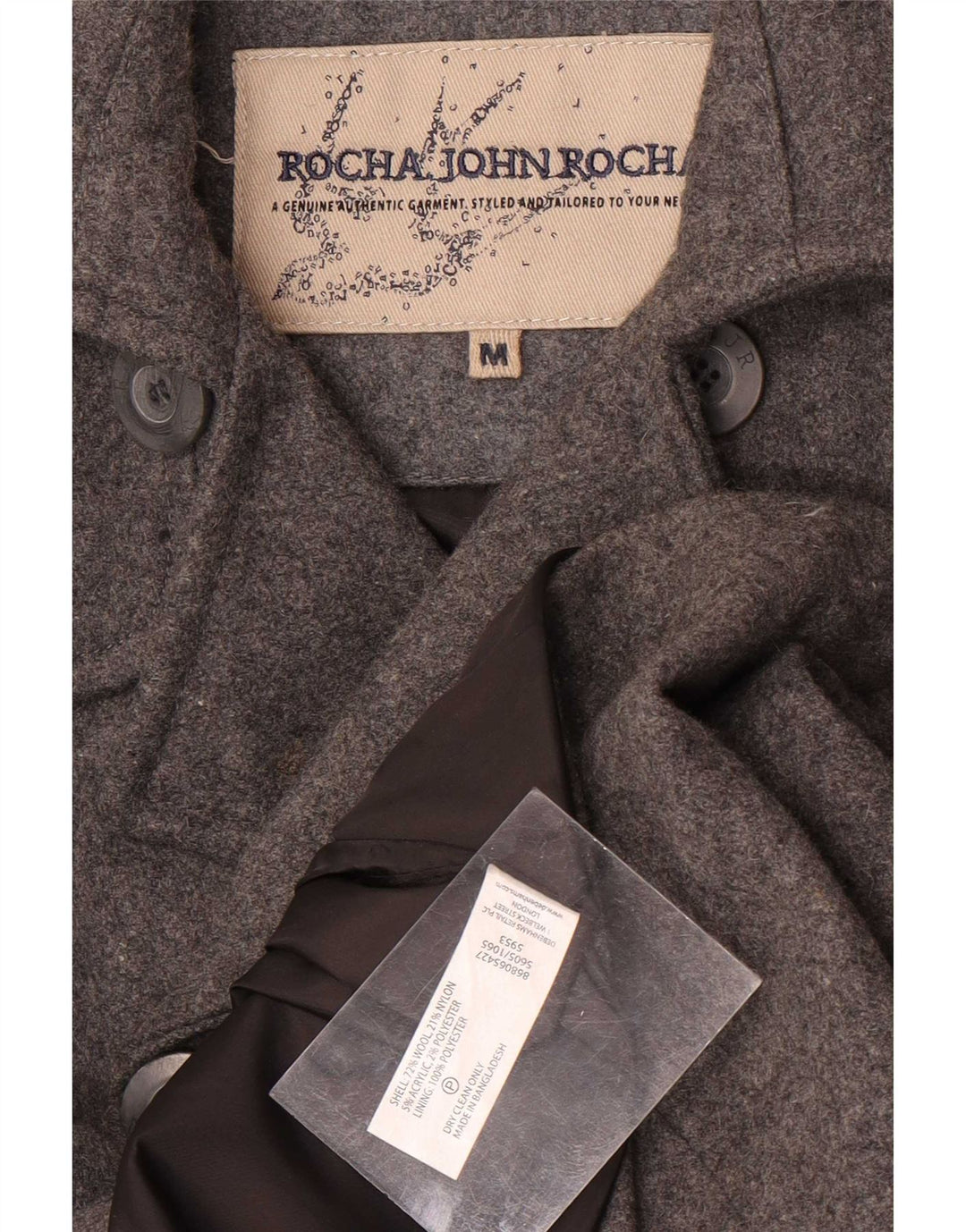 Ανδρικό παλτό μπιζελιού John Rocha UK 38 Medium Grey Wool