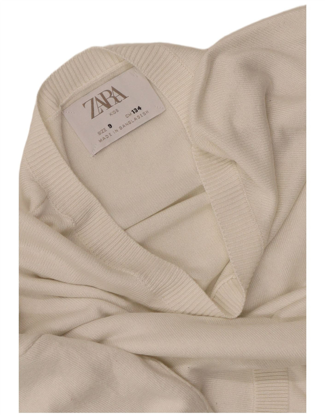 ZARA Girls Boat Neck Jumper πουλόβερ 8-9 ετών Λευκό