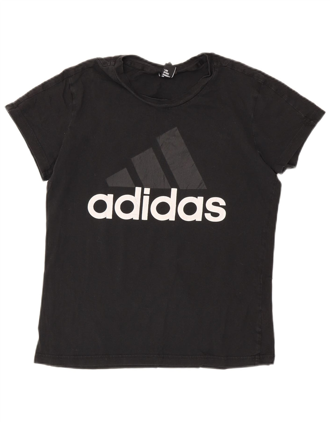 Adidas Γυναικείο T-Shirt Top UK 12 μεσαίο μαύρο βαμβακερό