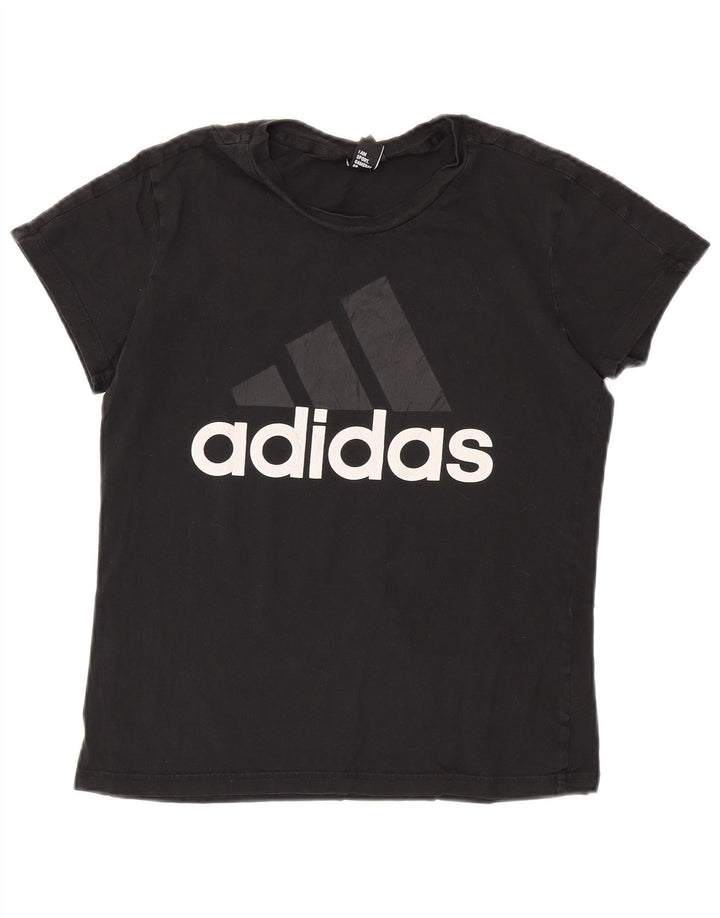 Adidas Γυναικείο T-Shirt Top UK 12 μεσαίο μαύρο βαμβακερό