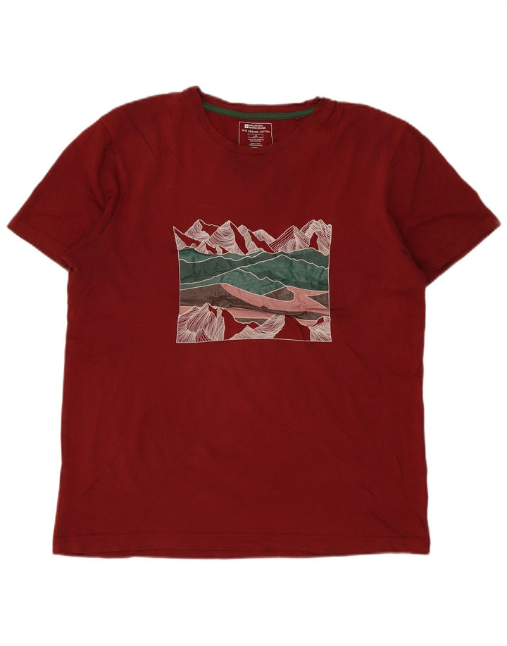 MOUNTAIN WAREHOUSE Ανδρικό γραφικό T-Shirt Top μεγάλο μπορντό βαμβακερό