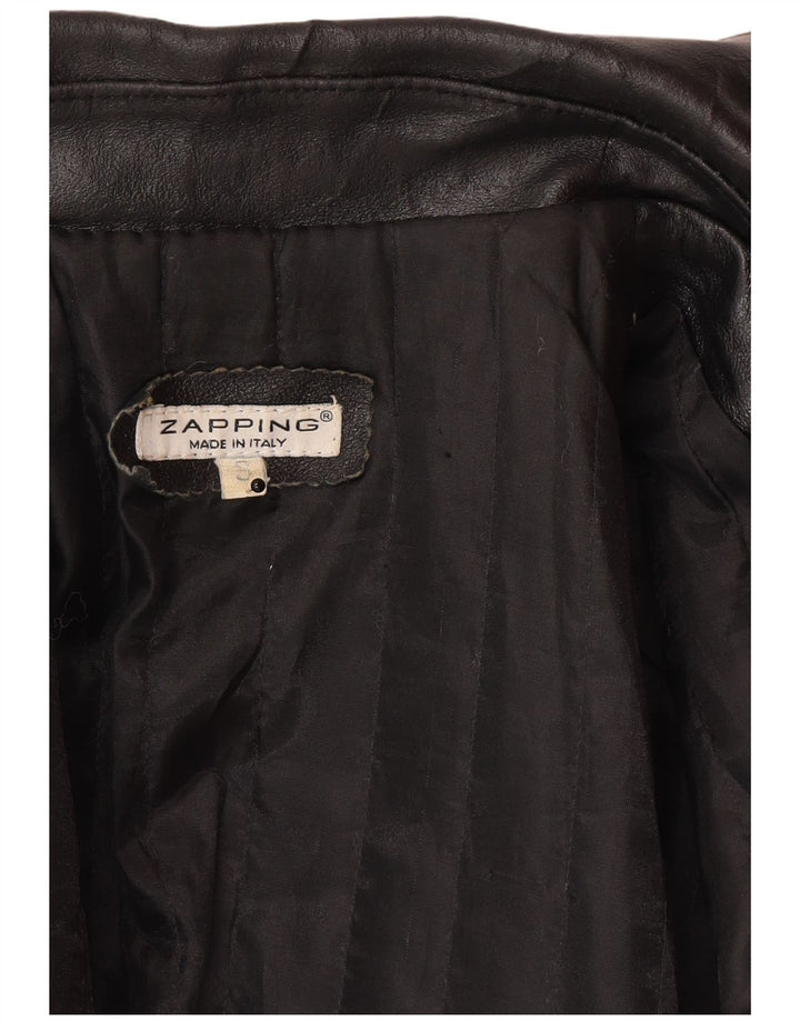 Vintage Γυναικείο Δερμάτινο Μπουφάν UK 10 Small Black Leather