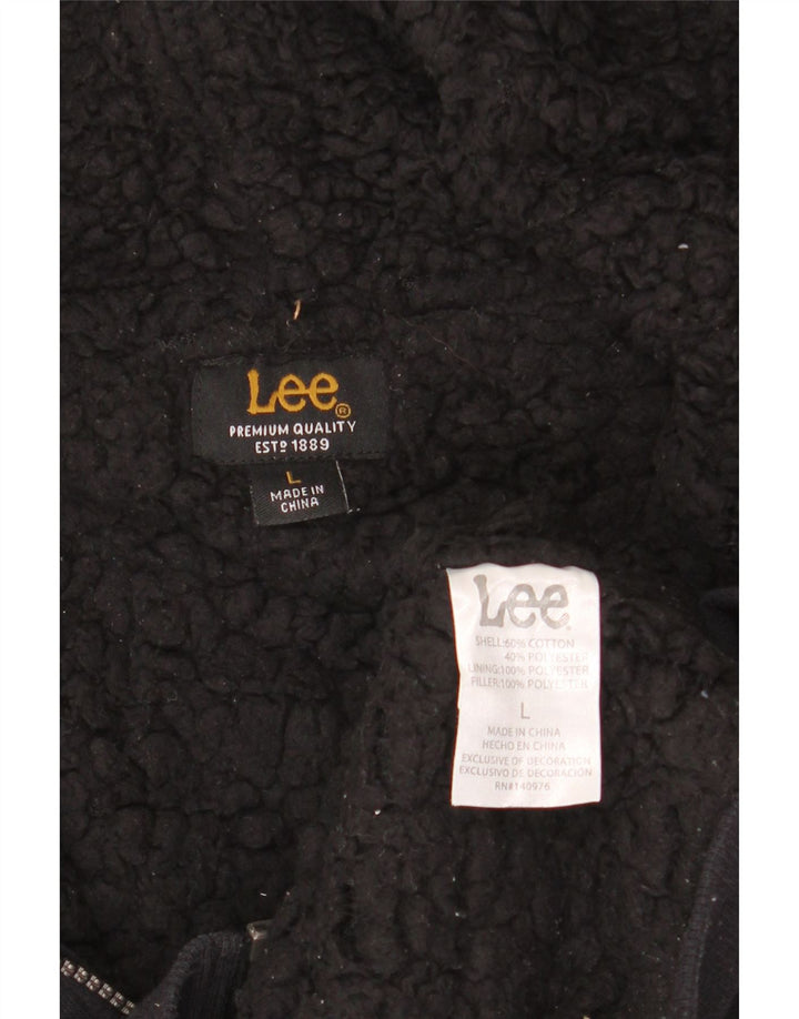 Γυναικείο πουλόβερ Lee Zip Hoodie UK 14 μεγάλο μαύρο βαμβακερό