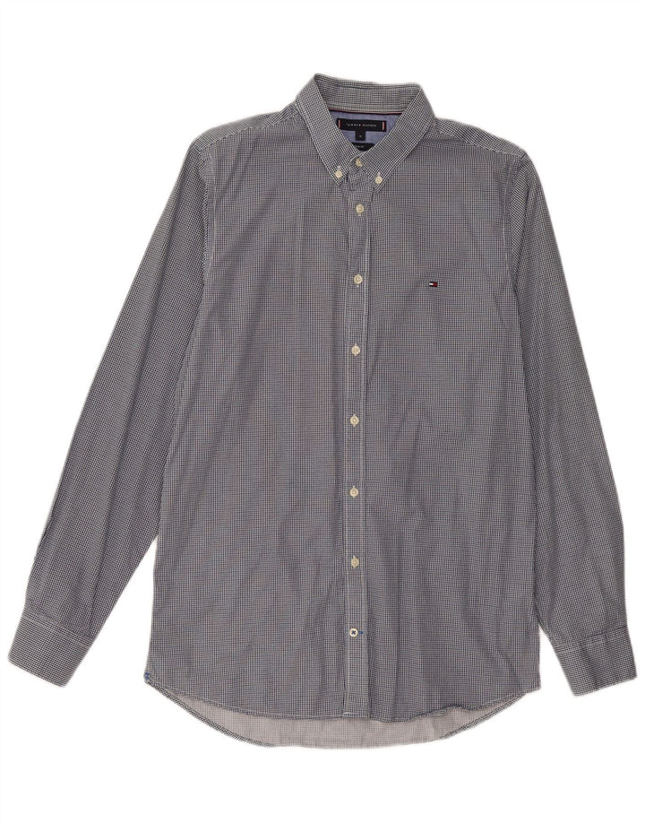 Ανδρικό πουκάμισο Tommy Hilfiger Slim Fit Βαμβακερό μεσαίο μπλε ναυτικό Houndstooth