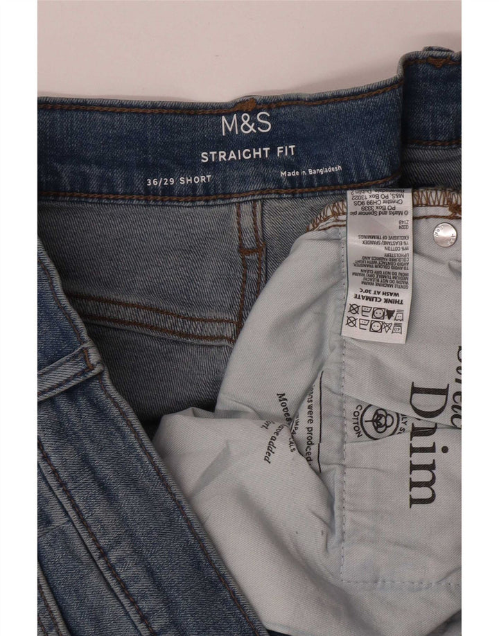 Marks & Spencer Ανδρικό κοντό τζιν ίσιο W36 L29 Μπλε βαμβακερό