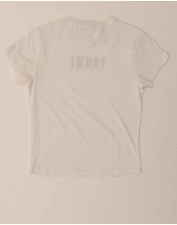 TOMMY HILFIGER Womens Graphic T-Shirt Top UK 12 Medium White Vintage Tommy Hilfiger and Second-Hand Tommy Hilfiger from Messina Hembry 