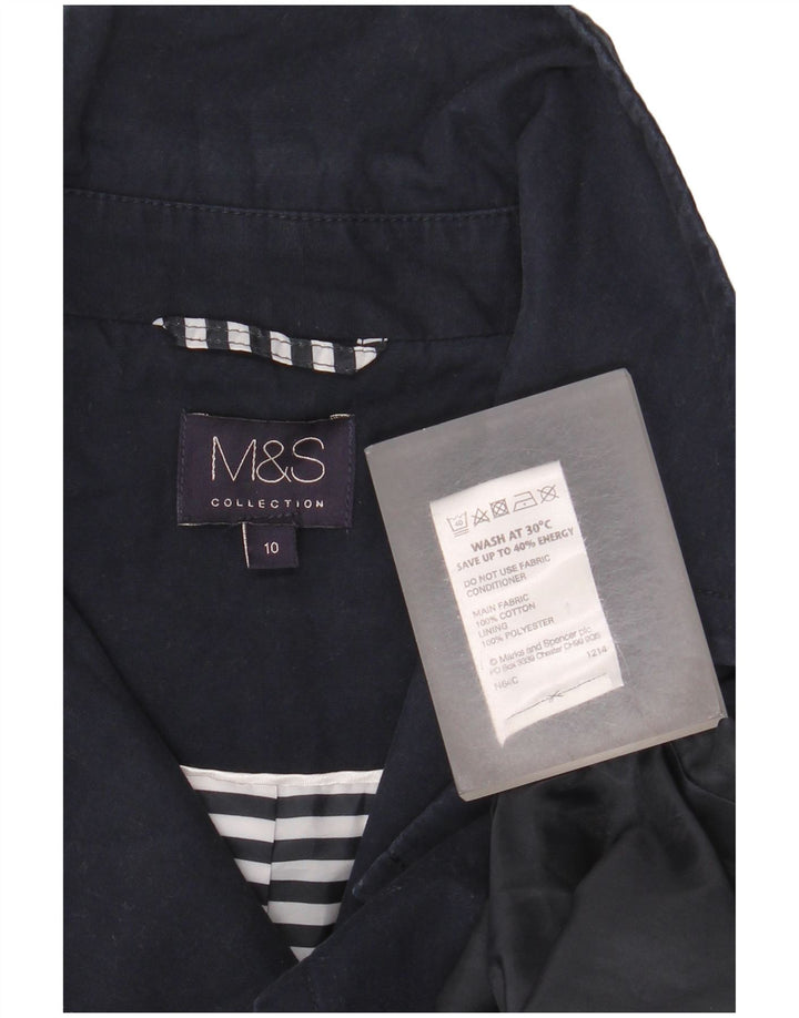 Marks & Spencer Γυναικείο παλτό μπιζελιού UK 10 Small Navy Blue Cotton