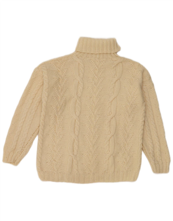 Vintage γυναικείο πουλόβερ με ρολό λαιμόκοψη UK 12 Medium Off White