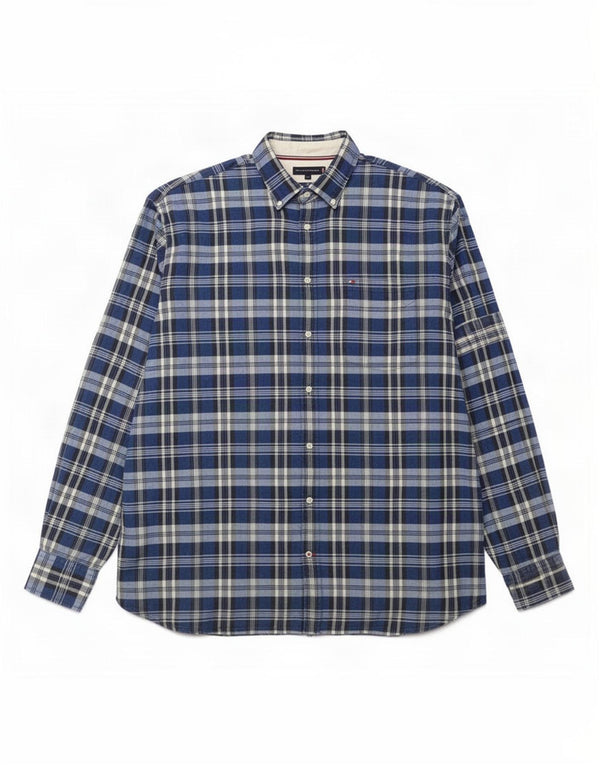 Tommy Hilfiger Ανδρικό ψηλό πουκάμισο 4XL Navy Blue Check Cotton