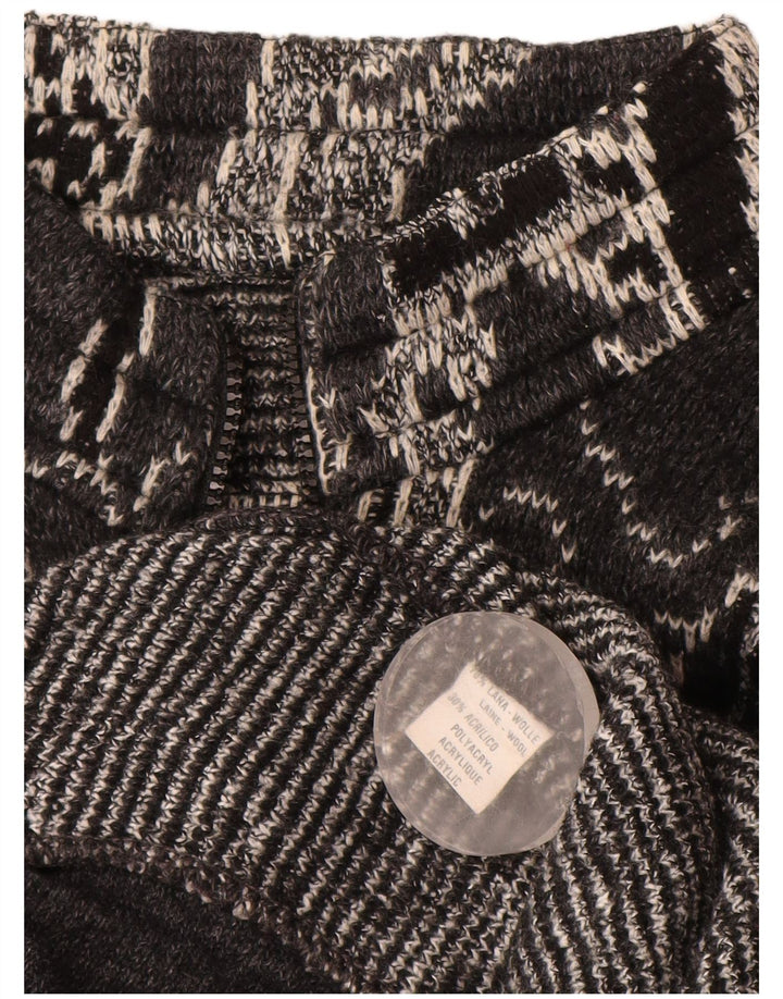 Vintage γυναικεία ζακέτα πουλόβερ UK 18 XL Μαύρο γεωμετρικό μαλλί