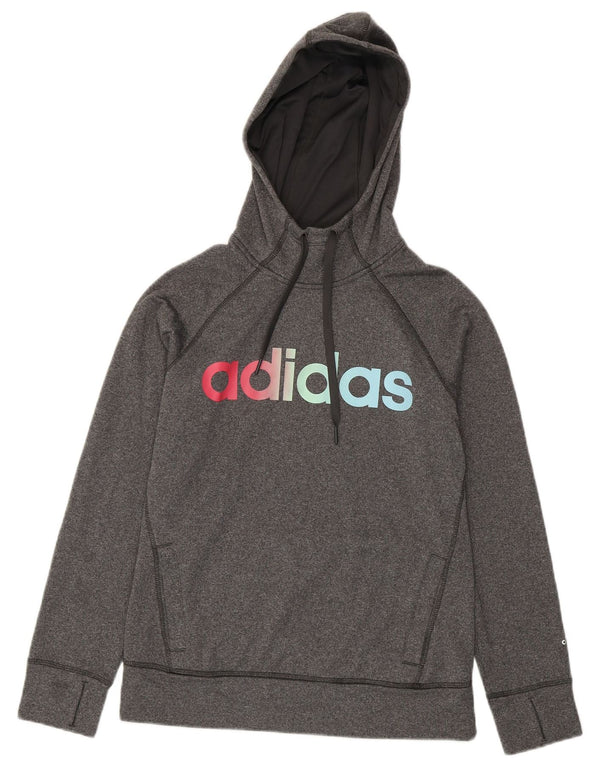 Adidas Womens Climawarm Graphic Hoodie Jumper UK 8/10 Small Grey Polyester